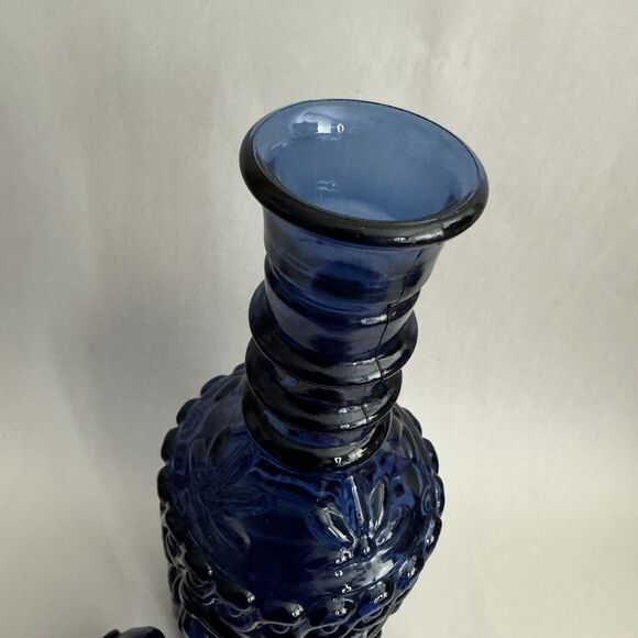 Vintage Jim Beam Cobalt Blue Decanter Kentucky Empty Glass Bottle w/ Stopper - Picture 4 of 13